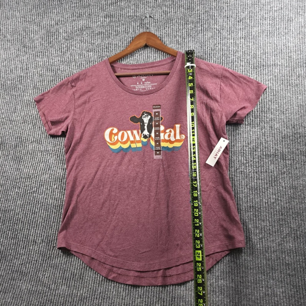 NWT Ariat Cow Gal Graphic T-Shirt Womens Medium Burgundy Heather Retro Tee Shirt - Picture 8 of 9